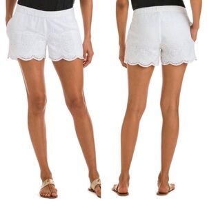 Vineyard Vines Pull-on White Eyelet Scallop Hem Women's Shorts